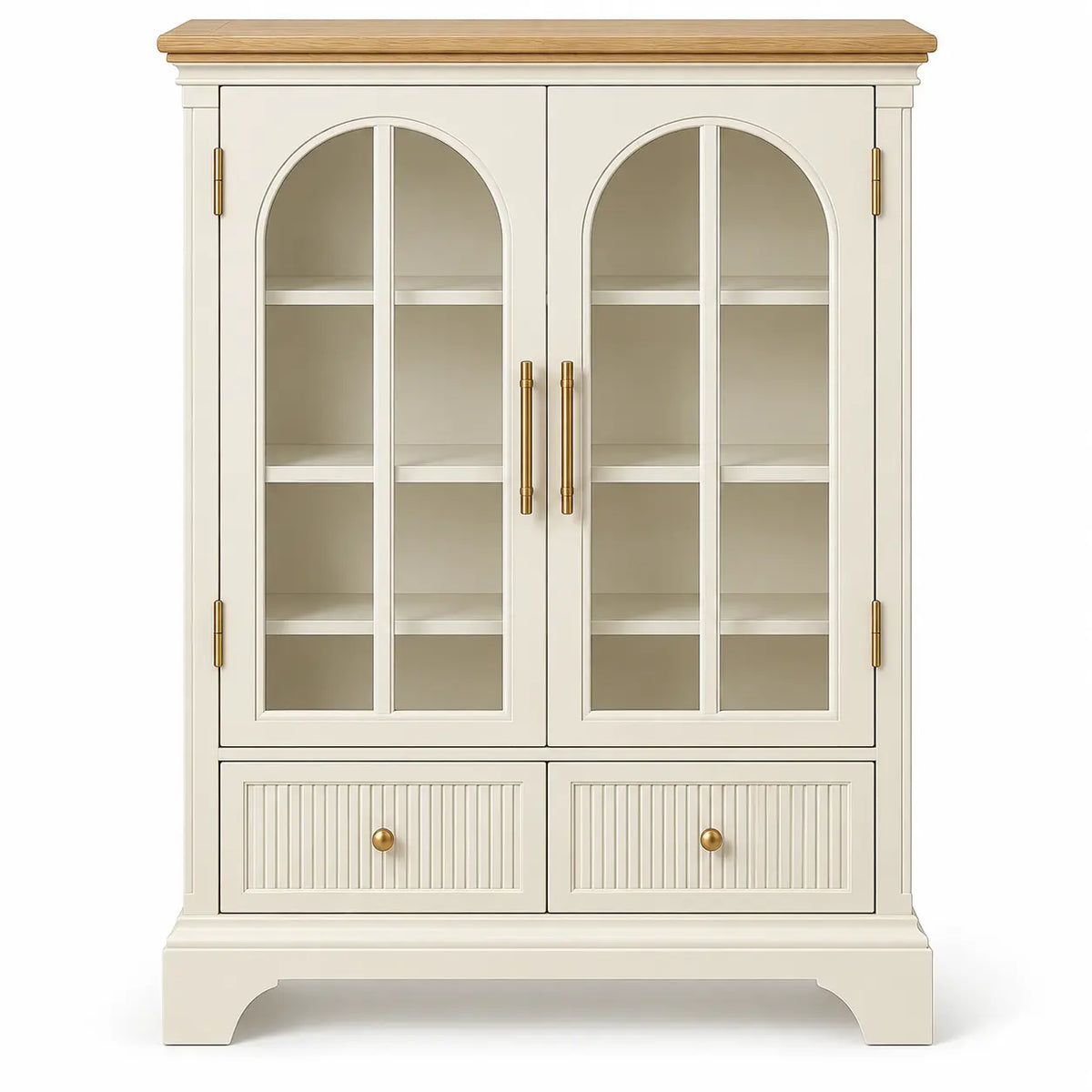 Vitrina de almacenamiento con formas arqueadas, blanco y marrón
