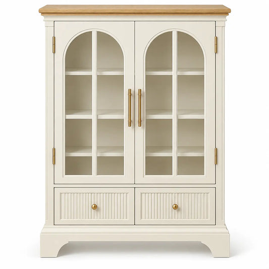 Vitrina de almacenamiento con formas arqueadas, blanco y marrón